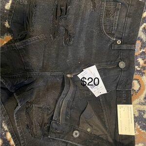 Black Distressed Jean Shorts